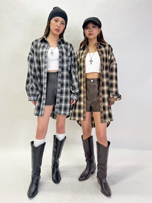 2パターンチェックオーバーシャツ